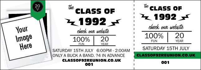 Class Reunion Mascot Green Event Ticket Product Front