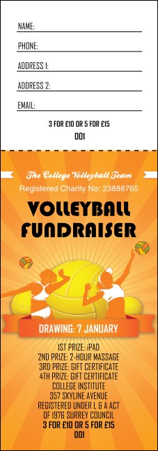 Volleyball Sun Rays Raffle Ticket Product Front