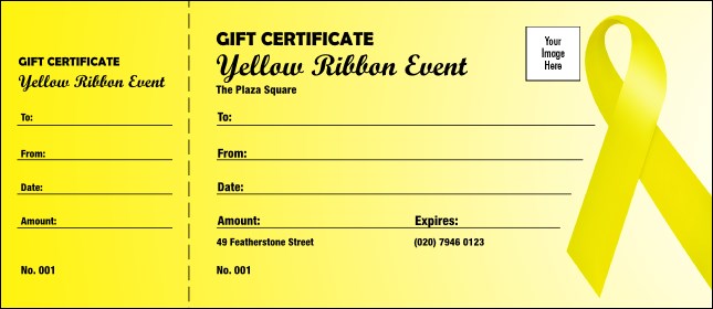 Yellow Ribbon Gift Certificate Product Front