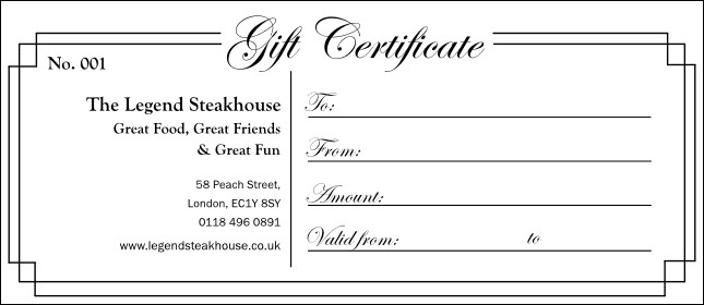 Black and White Gift Certificate 003 Product Front