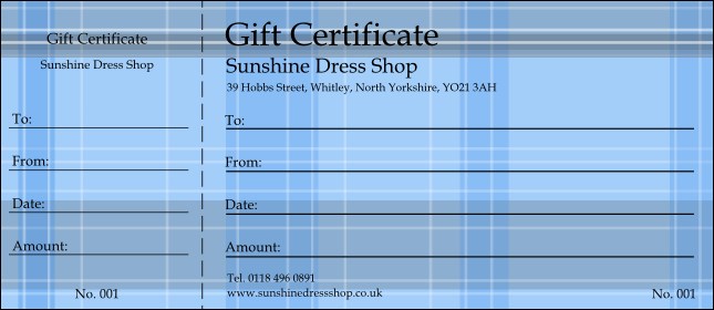 Plaid Gift Certificate Product Front
