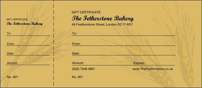 Wheat Gift Certificate Product Front