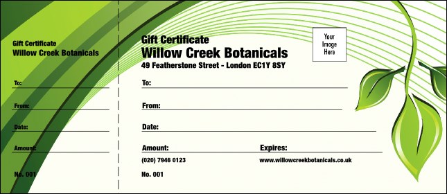 Green Leaf Gift Certificate 002 Product Front