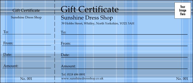 Plaid Gift Certificate 002 Product Front