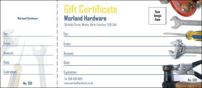 Hardware Logo Gift Certificate Product Front