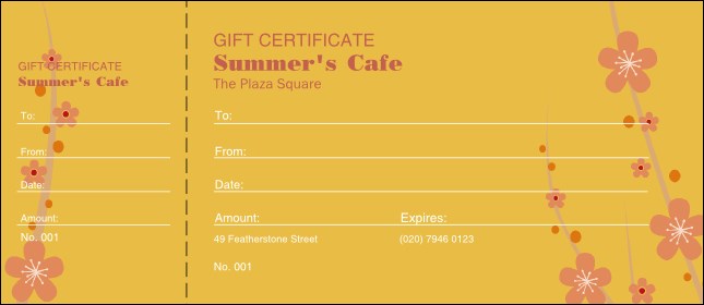 Fruit Flowers Gift Certificate Product Front