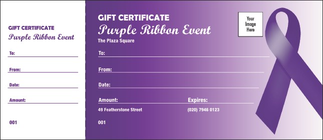 Purple Ribbon Gift Certificate Product Front