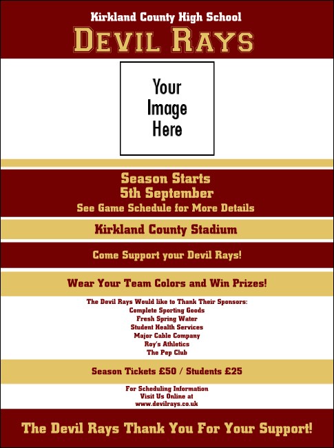 Sports Flyer 001 in Maroon and Gold Product Front