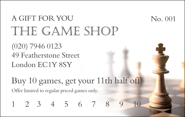 Game Shop Gift Card Product Front