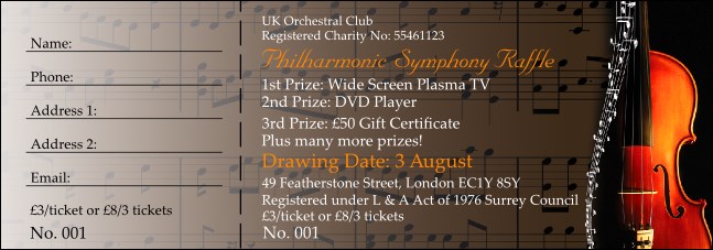 Symphony Raffle ticket Product Front