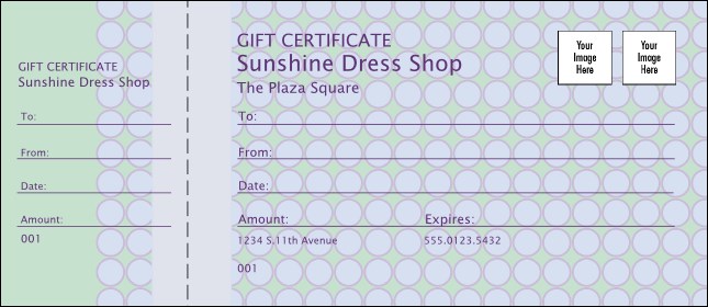 Pastel Polka Dot Gift Certificate Product Front