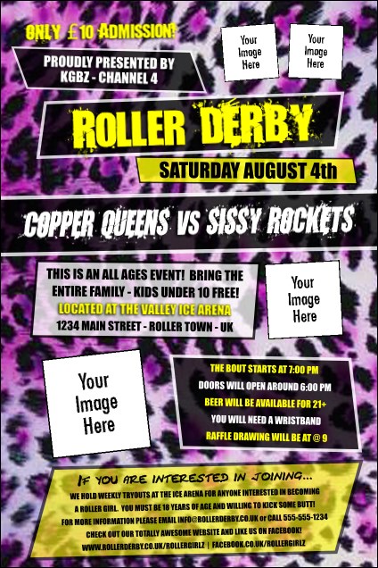 Roller Derby Pink Leopard Poster