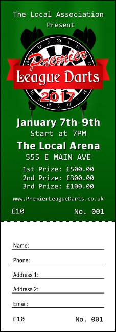 Premier League Darts 2017 Raffle Ticket