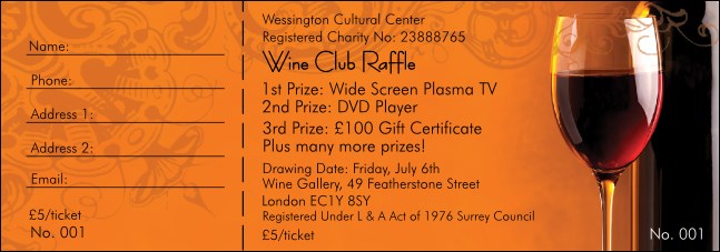 Wine Raffle Ticket 0007 Product Front