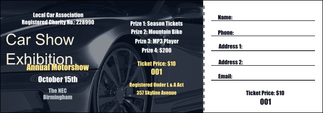 Car Show Speed Dial Raffle Ticket Product Front