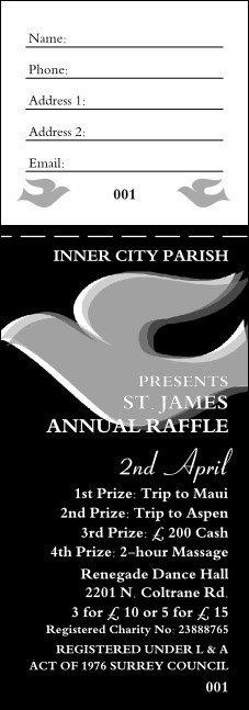Religious Peace Dove Raffle Ticket Product Front