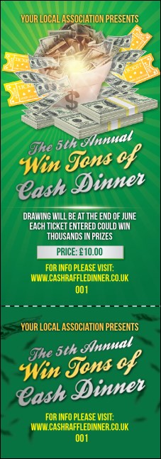 Cash Raffle Green Event Ticket Product Front