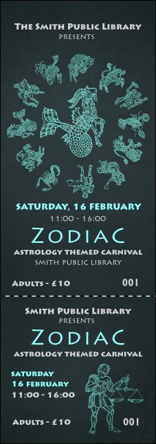Zodiac Event Ticket Product Front