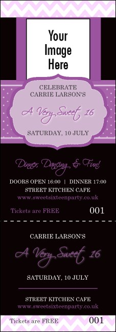 Sweet Sixteen Purple Chevron Event Ticket