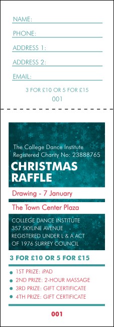 Holiday Snowflake Raffle Ticket Product Front