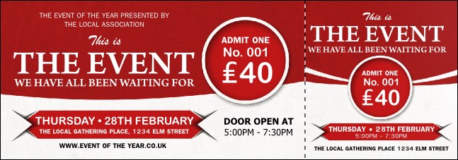 Red Event Ticket Product Front