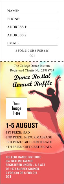 Dance Silhouette Raffle Ticket Product Front