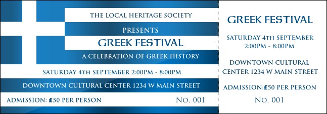 Greek Flag Event Ticket Product Front