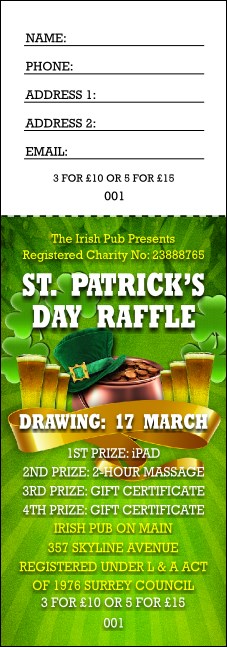 St. Patrick's Day Party Raffle Ticket