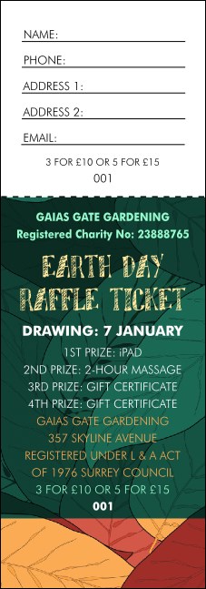 Earth Day Organic Raffle Ticket