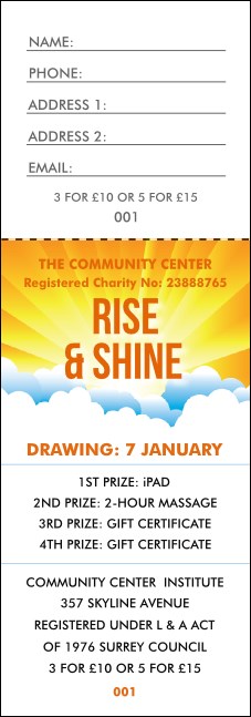 Sunrise Clouds Raffle Ticket Product Front