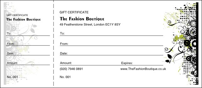 Fashion Show Gift Certificate Product Front
