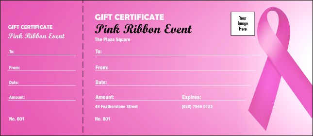 Pink Ribbon Gift Certificate Product Front