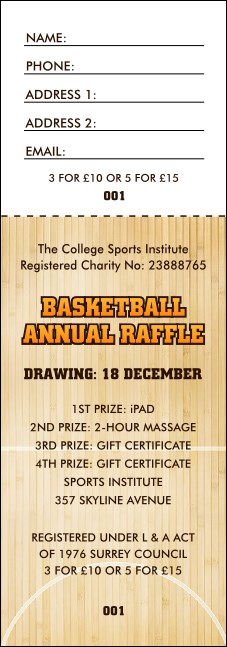 Basketball Court Raffle Ticket