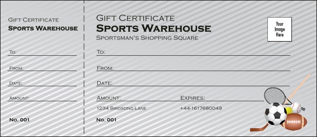 Sports Gift Certificate 002