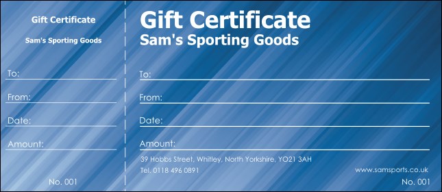 Blue Stripes Gift Certificate Product Front