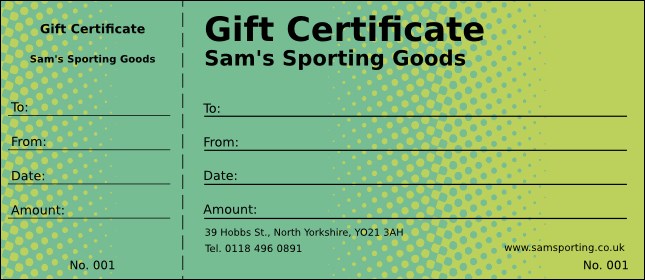 Dot Screen Gift Certificate Product Front