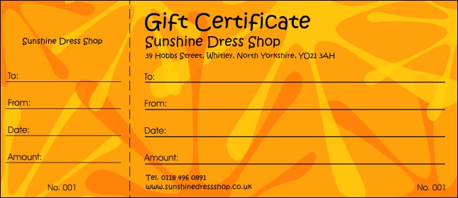 Orange Fun Gift Certificate