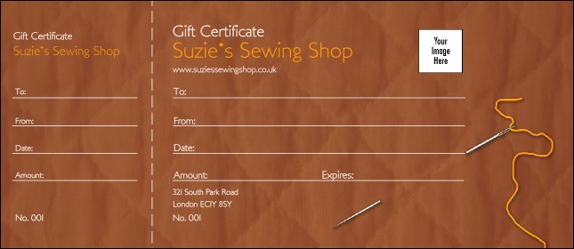 Sewing and Quilt Gift Certificate 002 Product Front