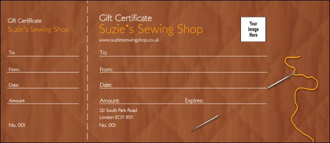 Sewing and Quilt Gift Certificate 002