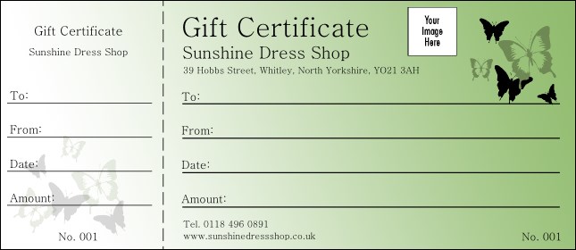 Butterfly Gift Certificate 002