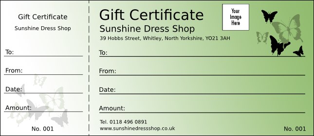 Butterfly Gift Certificate 002