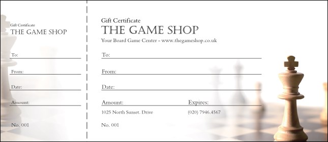 Chess Gift Certificate