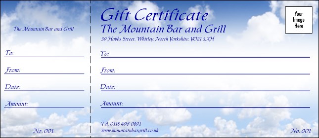 Blue Skies Logo Gift Certificate Product Front