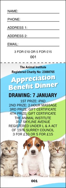Animal Rescue Raffle Ticket Product Front