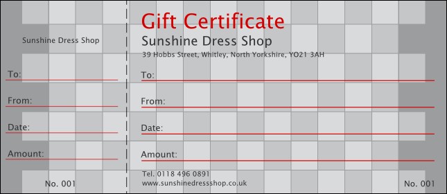 Grey Draughts Gift Certificate