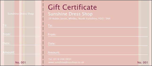 Pink Stripes Gift Certificate