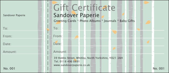 Birch Forest Gift Certificate Product Front