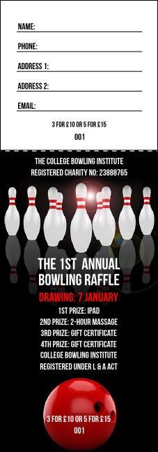 Bowling Classic Raffle Ticket Product Front