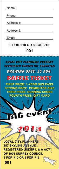 Retro Comic Book Raffle Ticket