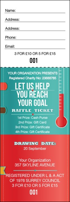 Fundraising Thermometer Raffle Ticket Product Front